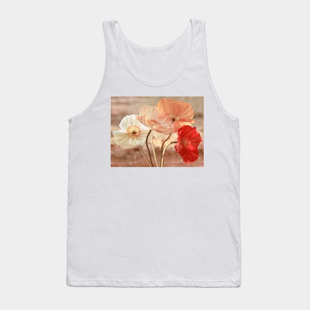 Poppies in Red, White & Peach Tank Top by micklyn